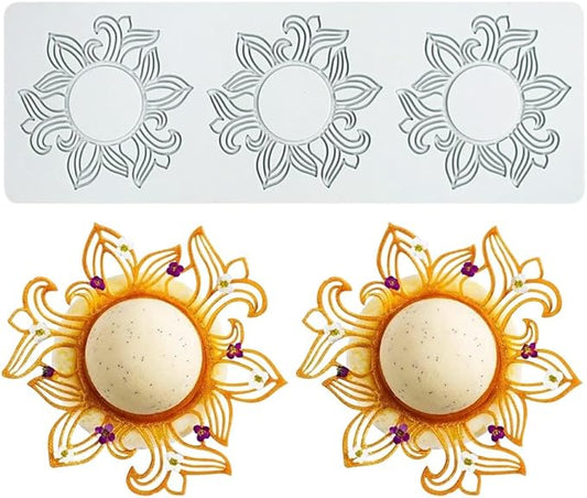Hollow Leaf Silicone Mold Chocolate Candy 3D Hollow Leaf Candy Mold Food Cooking Meals Decorations Fondant Mold Polymer Clay Molds (Flower Ring R_11.68x3.92x0.12inch)