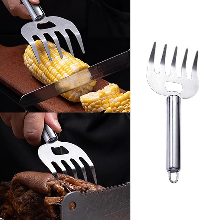 2 Pack Meat Gripper Claws with Long Handle Meat Shredding Claws Meat Handler Shredder Claws Set Chicken Shredder Claw Stainless Steel BBQ Pulled Pork Paws for Pulled Pork Taco Meats Smoker