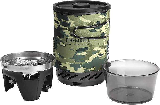 Fire-Maple Fixed Star 1 Backpacking and Camping Stove System, Camo 18oz | 30% Faster Boil with HX Base, Piezo Ignition, Compact & Durable, All-in-One Pot, Compatible with Most Canisters, Portable
