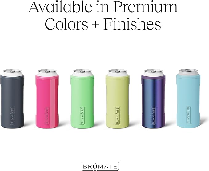 BrüMate Hopsulator Slim Can Cooler Insulated for 12oz Slim Cans | Skinny Can Insulated Stainless Steel Drink Holder for Hard Seltzer, Beer, Soda, and Energy Drinks (Primrose)