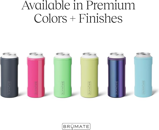 BrüMate Hopsulator Slim Can Cooler Insulated for 12oz Slim Cans | Skinny Can Insulated Stainless Steel Drink Holder for Hard Seltzer, Beer, Soda, and Energy Drinks (Dark Aura)
