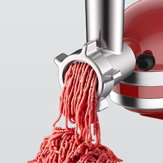 GVODE Metal Meat Grinder Attachment for KitchenAid Stand Mixer | Meat Grinders Includes 4 Grinding Plates, 3 Sausage Stuffer Tubes, 2 Grinding Blades, for KitchenAid Mixer Attachments