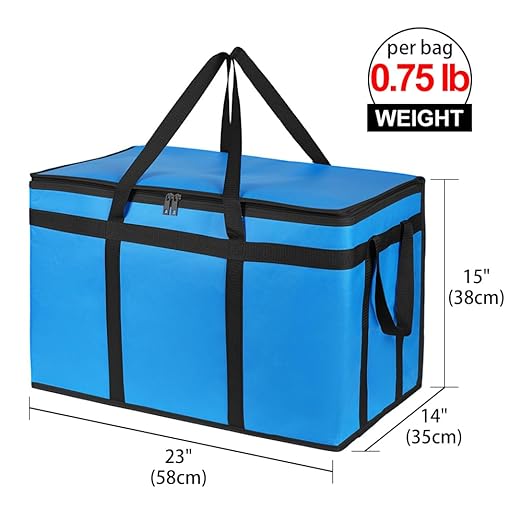 Bodaon Insulated Food Delivery Bag for Hot and Cold Meal, XXX-Large, Grocery Tote Insulation Bag for Catering, Pizza Warmer, Blue, 1-Pack | Grocery Tote Insulation Bag for Catering/Drivers for Hot and Cold Meal, Pizza Warmer, Cooler Bag, Food Warmers f...