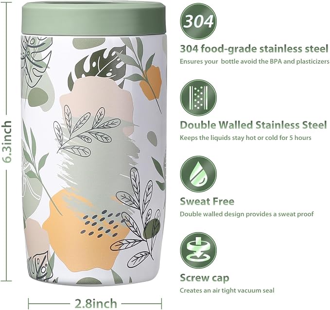 Morefeel 4-in-1 Insulated Can Cooler for 12 oz Cans & Bottles | 304 Stainless Steel Can Holder Fits 12 Oz Slim Cans, Standard Cans, Beer Bottles & Works as A Open Cup; Dishwasher Safe