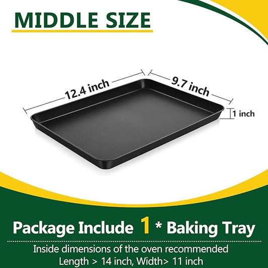 P&P CHEF 12.4 Inch Baking Cookie Sheet Pan, Carbon Steel Oven Tray, Non Stick Bakeware for Cooking Baking Bread Meat Vegetables, Sturdy & Healthy, Easy Clean, 1Pc