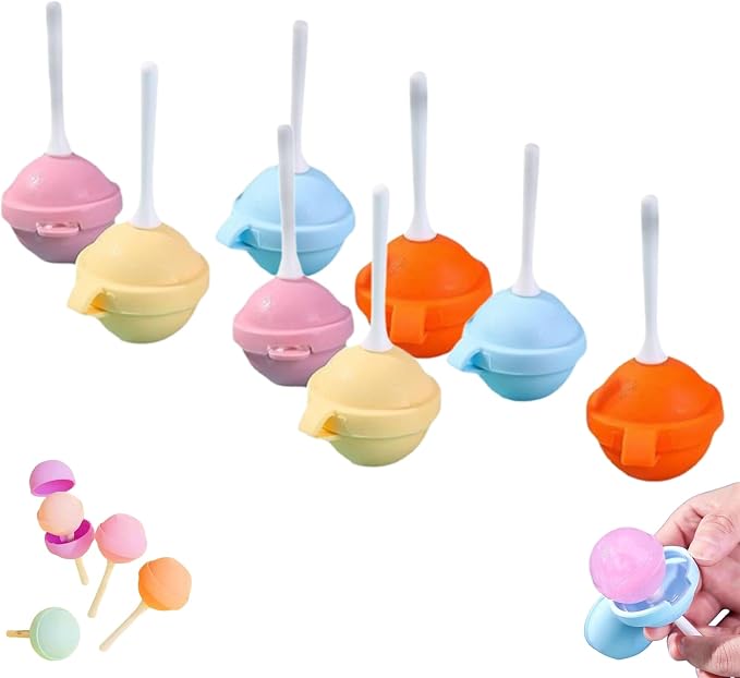 Reusable Large Lollipop-Shaped Ice Mold, DIY Creative Ice Pops for Summer, Mini Silicone Lollipop Hockey Mold, Silicone Popsicle Maker for Juice, Yogurt & Frozen Treats, Fun Dessert (8)