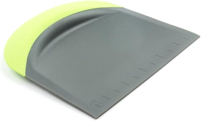 Fox Run Dough and Bowl Scraper, 4.75" Flat Edge Bench Scraper, Green | Durable & Dishwasher Safe Nylong & Silicone Bench Scraper | Easily Scrape Dough, Scrape Bowls & Cut Dough | Baking Gadget