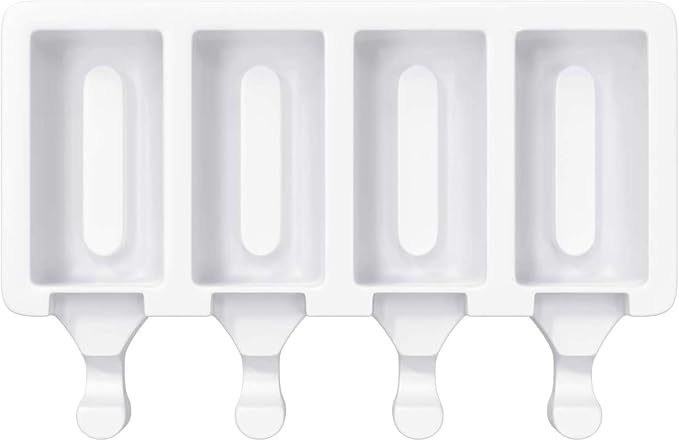 Vilihkc 2 Pack Popsicle Molds 4 Cavities Homemade Silicone Popsicle Molds for Kids Ice Pop Molds with 50 Wooden Sticks for DIY Ice Popsicle