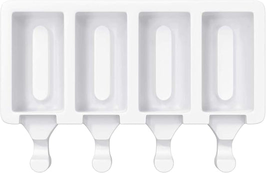 Vilihkc 2 Pack Popsicle Molds 4 Cavities Homemade Silicone Popsicle Molds for Kids Ice Pop Molds with 50 Wooden Sticks for DIY Ice Popsicle