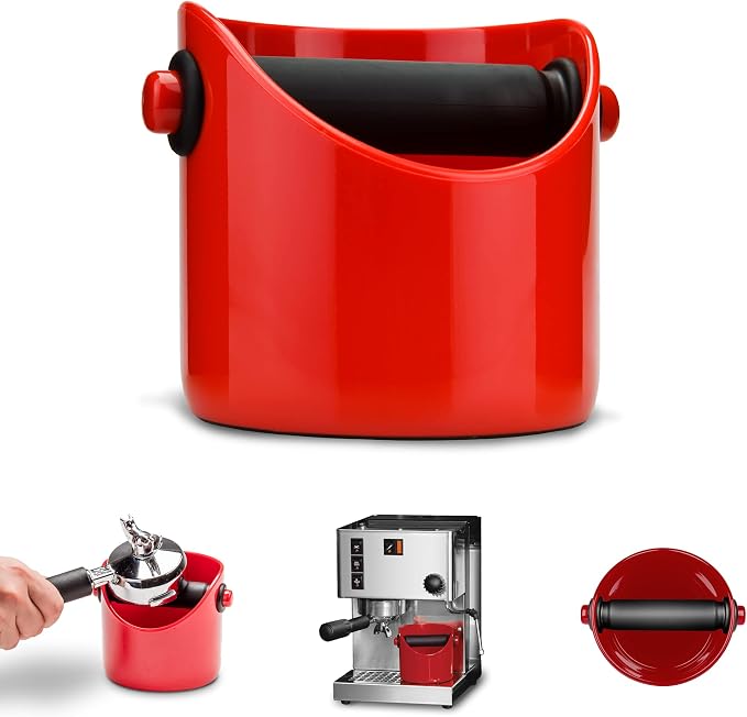 Dreamfarm Grindenstèin Sturdy, Compact, Modern Space-Saving Espresso Coffee Grind Knock Box - Red