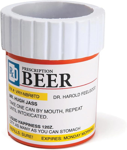 Foam Drink Kooler, Soft Sided Beer Cooler, Portable Party Beverage Holder for Soda Cans, Funny Can Cooler - Prescription Pill Bottle