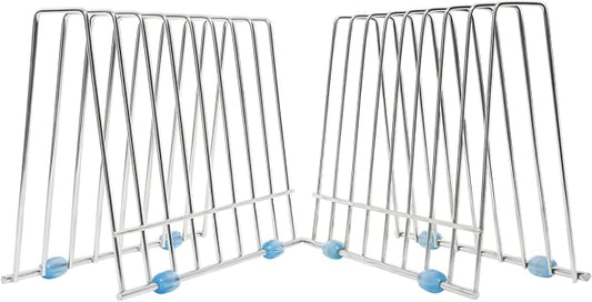 IDEATECH 2 Pack Reusable Storage Bags Rack, Drying Rack for Gallon/Sandwich/Snack Food Bags, Kitchen Stainless Stand for Silicone Baggies Dryer, File Organizer Desktop Storage Book Shelf (2*Sliver)