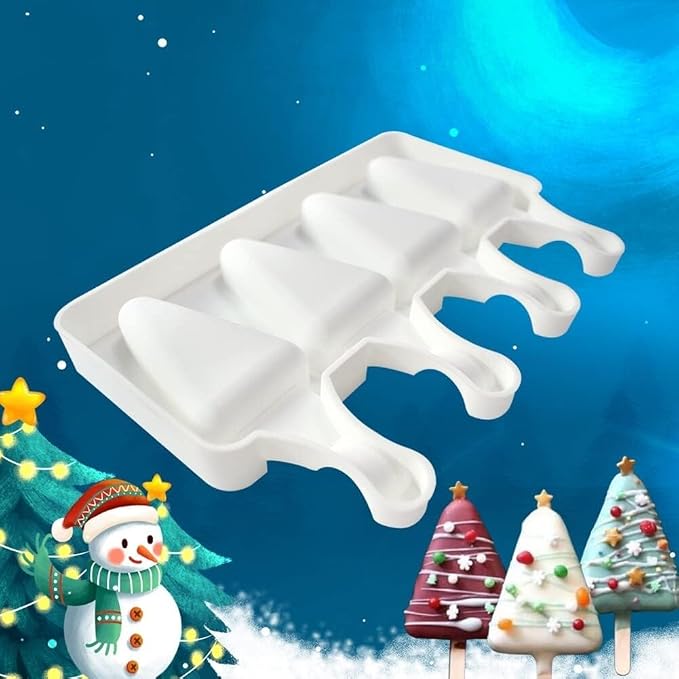 1 Pack Cute Triangle Shape Popsicle Molds Silicone Ice Pop Molds 4 Cavities Popsicle Molds for Kids Adults Ice Cream Mold Cakesicles Mould DIY Popsicle Maker Homemade Popsicle Silicone Molds H