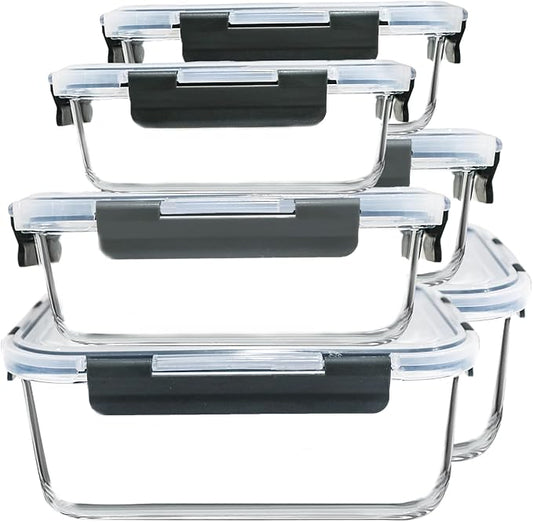 M MCIRCO 74.7oz(9.2 cup), 40.9oz(5 cup)& 19.3oz(2.4 cup) Extra Large Glass Food Storage Containers Set with Lids, 6 Pack Airtight Glass Storage Container for Microwave,Oven,Freezer Dishwasher