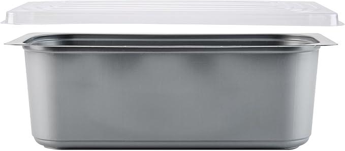 Restaurantware-RW Base 5 Quarts Ice Cream Containers, 25 Rectangle Disposable Containers - Durable, With Clear Lid, Black Plastic Box, For Ice Creams, For Cafes