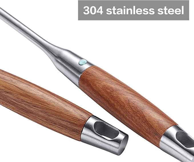 AOOSY Soup Ladle,304 Stainless Steel Cooking Ladle Spoon with Wooden Handle | 13.8 In Long Wood Handle Soup Spoon,Kitchen Utensil Wok Tool for Cooking, Gravy, Sauces