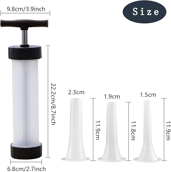 Sausage Stuffer - Homemade Manual Sausage Maker, Fast Meat Filling Machine, Food Grade Kitchen Sausage Stuffer Tool for Household Use (3 Stuffing Tubes)
