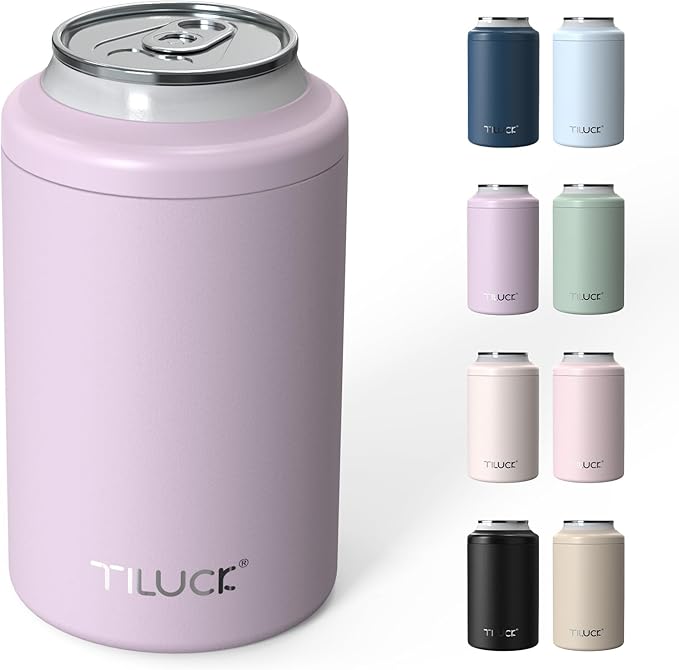 TILUCK Standard Can Cooler, Stainless Steel Insulated Cans, 12 oz | Beer & Hard Seltzer, Doucle-Walled Stainless Steel Insulated Slim Cans, Slim 12 oz