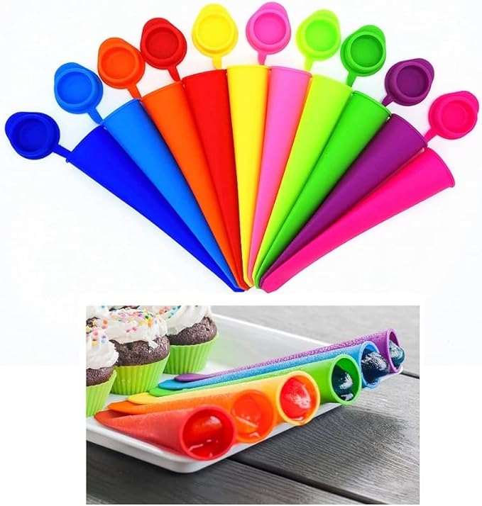 ECOBERI Silicone Popsicle Molds Set of 8 with BPA-Free Material - Reusable Ice Pop Maker with Attached Lids for Easy Storage - Stick-Free Design for Kids and Adults | BPA-Free Material, Reusable Ice Pop Maker, Attached Lids for Easy Storage, Stick-Free...
