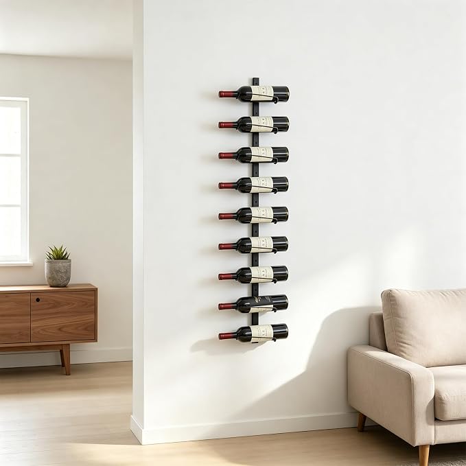 Sonyabecca 9 Bottle Wall Wine Rack - DIY Detachable Wine Storage Organizer, Wall Mount Used As One or Three, Bottle Display Holder for Kitchen, Pantry, Dining Room, Bar, Cellar