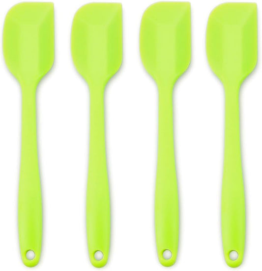 Silicone Spatula 4-piece Set, Heat-Resistant Non-stick Rubber Spatulas with Stainless Steel Core, Green