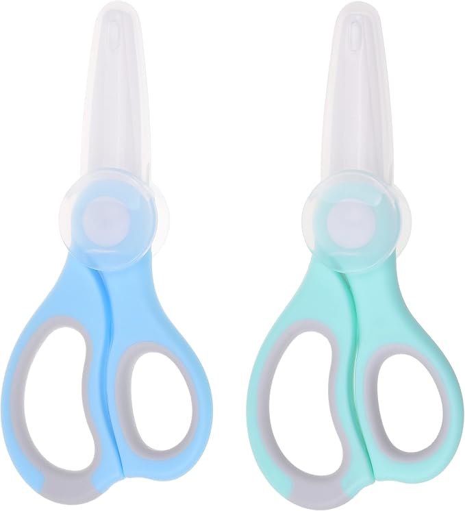 Ceramic Baby Food Scissors - Portable Shears - Healthy Food Cutter with Dust Cover and Storage Case - Cuts Meat, Chicken, Vegetables, Fruits (2-Pack)