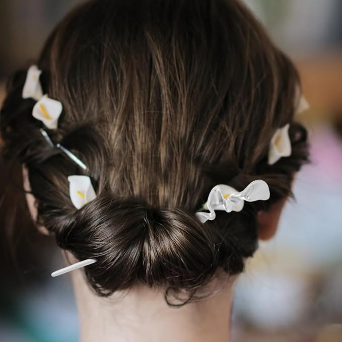 Lurrose Silver Hair Chopsticks: 2pcs Metal Hair Sticks Chinese Hanfu Hairpins for Women Girls