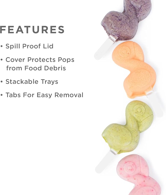 ZOKU Flamingo Ice Pop Molds, Stackable Easy-Release Ice Popsicle Tray with 4 Molds, Sticks, and Lid, BPA-free, Set of 2