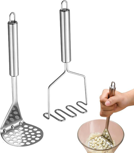 2 Pcs Potato Masher,Stainless Steel Mashed Potato Masher,Efficient Mashing Tool,Heavy Duty Wire Type Masher,Kitchen Masher Tool for Potato,Avocado,Fruits,Vegetables,Easy to Clean
