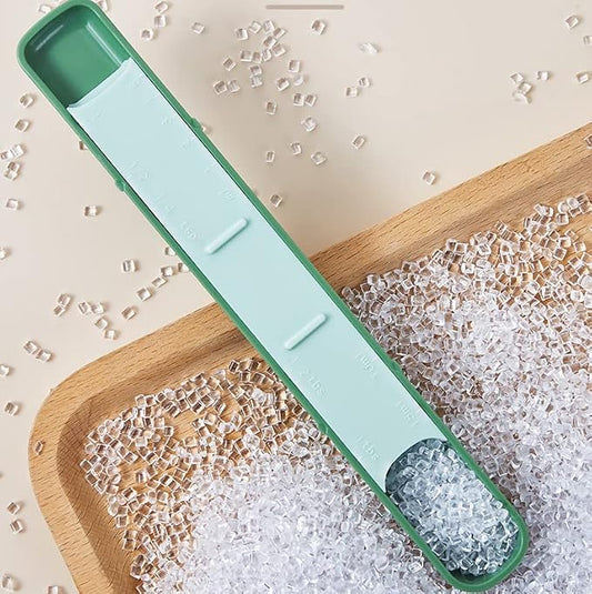 11-Pc Measuring Cups and Spoons Set, Stackable with Lids, Green | 1 adjustable spoon and 1 lid, 9 stackable cups and spoons, BPA-free and dishwasher safe, perfect for cooking and baking