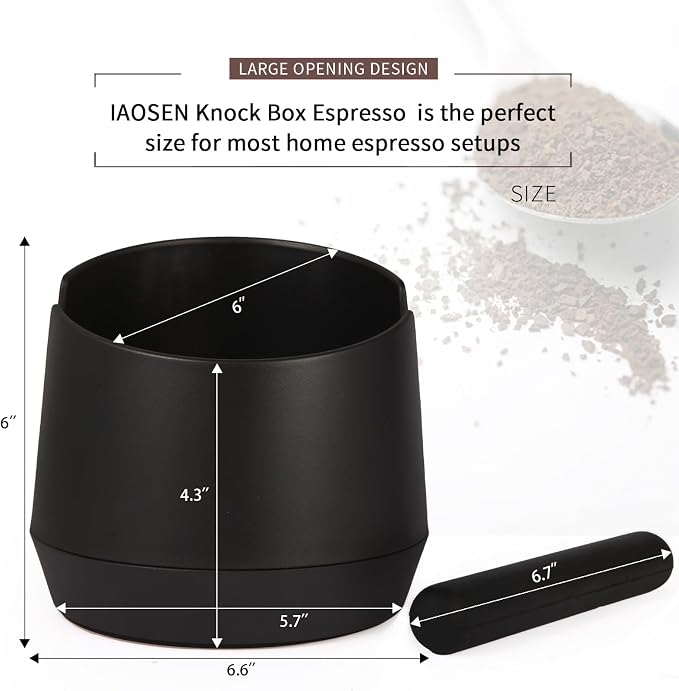 IAOSEN Knock Box 6 Inch Espresso Knock Box Shock-Absorbent Knock Box Espresso with Removable Knock Bar and Non-Slip Base Espresso Machine Accessories for Home/Office