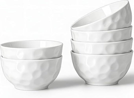 Porcelain Soup Bowls, 4.5 Inch Ice Cream Bowl, Kitchen Bowl Set, Fruit Bowls, Microwave and Dishwasher Safe, Set of 6