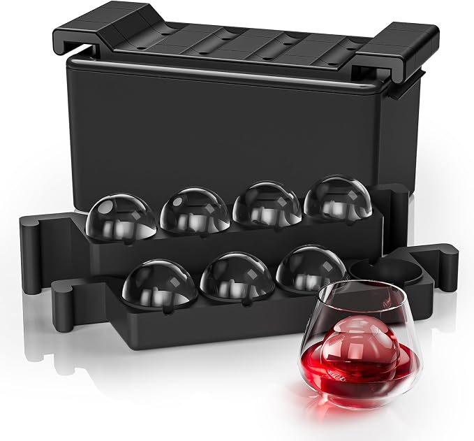 Clear Ice Ball Maker,8 Cavity Ice Sphere Mold for Whiskey,1.94" Whiskey Ice Ball Mold,Idea Gifts for Dad Boyfriend Boss Men who Have Everything