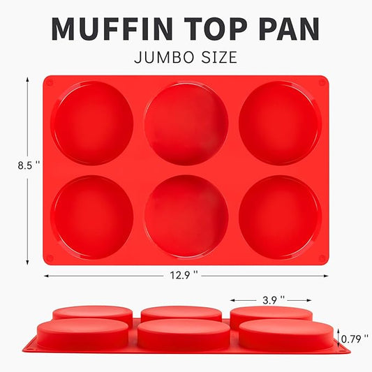 4 Inch Silicone Egg Molds for Breakfast Sandwiches, 2 Pack Jumbo Muffin Top Pans Non-Stick Round Silicone Molds for Baking Egg Bites, Hamburger Buns, Patties, English Muffins