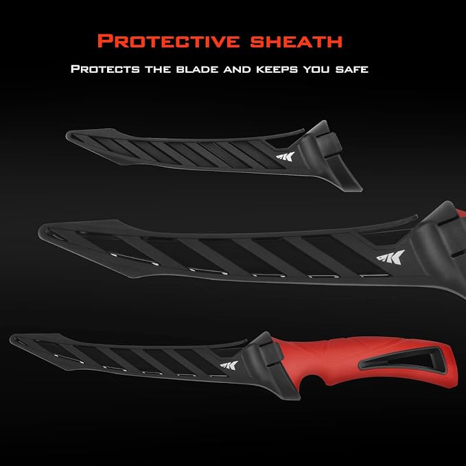 KastKing Intimidator 7'' Fillet Knife and Honing Rod, Fishing Gear for Men | Ultra-Sharp G4116 German Stainless-Steel Blades, Non-Slip Handle, Corrosion-Resistant, Protective Sheath, Fishing Knife
