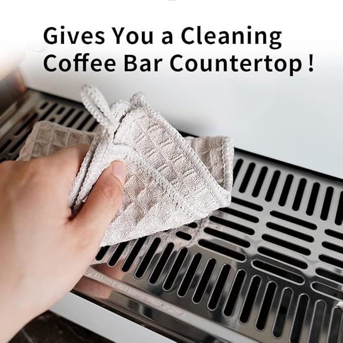 watchget Barista Micro Cloth 4 Pack Microfiber Barista Cleaning Towels Coffee Cleaning Accessories for Espresso Machine, Steam Wand, Countertop, Kitchen Dish Cloth Waffle Weave Brown(12"x12")