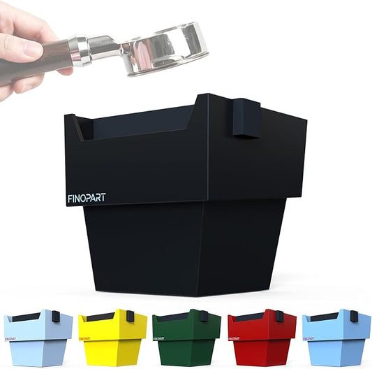 Espresso Knock Box, 5.4 in, Barista Style Espresso Grounds Knock Box, Removable Silicone Knock Rod, Silicone Non-Slip Base, Espresso Maker Accessory (Black)