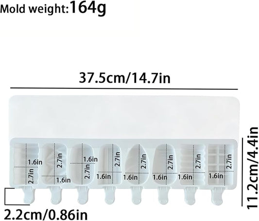 8-Cavity Silicone Popsicle Mold, Geometric-Shaped Ice Cream Mold, BPA-Free Ice Pop Mold, Suitable for Making Cake Pops, Popsicles, Cake Popsicles