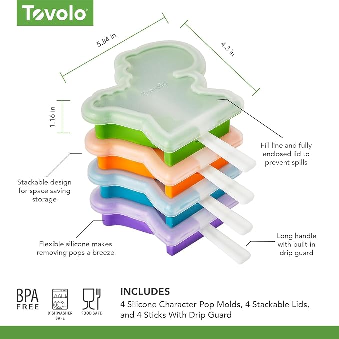 Tovolo, Molds Freezer Pop Mold Dinosaur Set Of 4