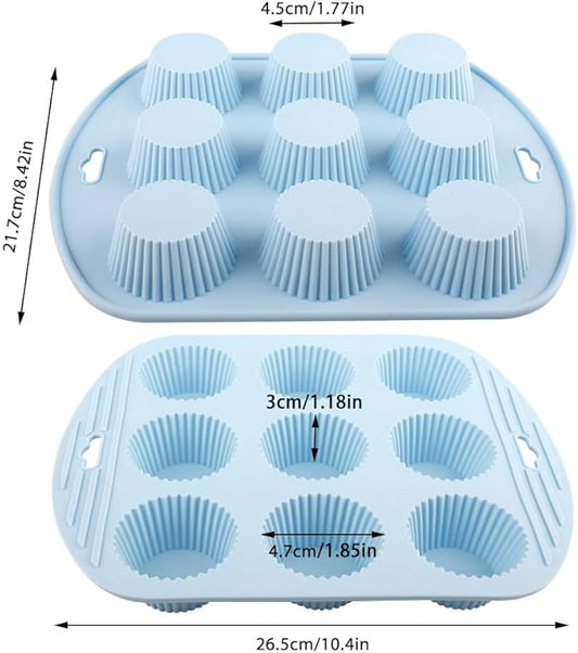 4 Pack Silicone Muffin Pan for Baking, Silicone Cupcake Pan, 9 Cup Nonstick Cupcake Baking Pan Molds, BPA Free silicone Muffin Pans for Making Muffin Cakes, Tart, Bread - 4 Colors