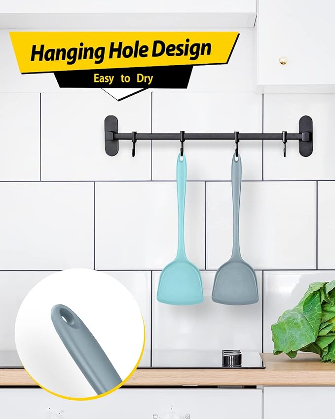 BUNDLEPRO Silicone Seamless Wok Spatula, 2 Pack | Non-Stick, Heat Resistant, Easy to Clean, Dishwasher Safe, Kitchen Utensil for Cooking, Baking, Stir-Fry