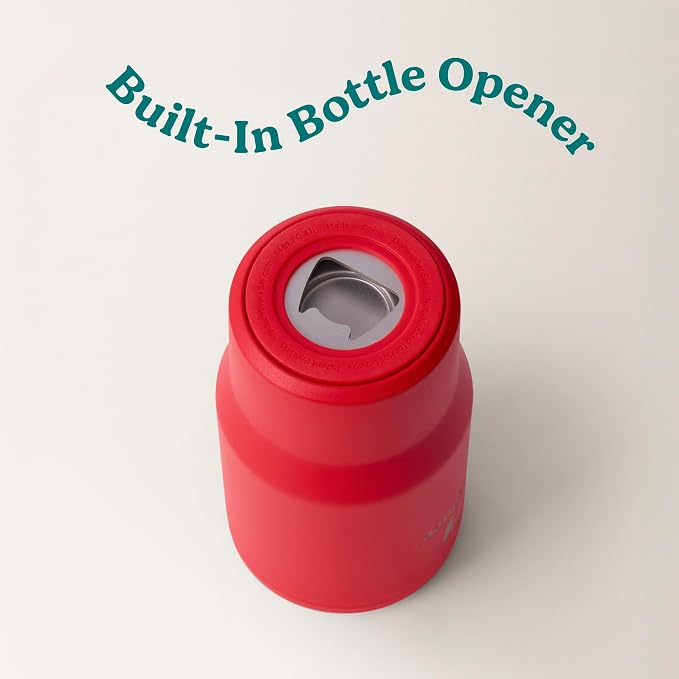 Reduce 4-in-1 Drink Cooler - Versatile Can & Bottle Holder with Vacuum Insulation - Keeps Drinks Cold Up to 4 Hours - Includes Bottle Opener - Fits Cupholders & Dishwasher Safe - 14oz - Rally Red