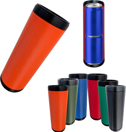 Beerzooka Double Tactical Reload Can Holder, Orange | Fits 2 Standard 12oz Cans, Made in USA, 3D-Printed Plastic, Black Rim Design, For Camping and Tailgating