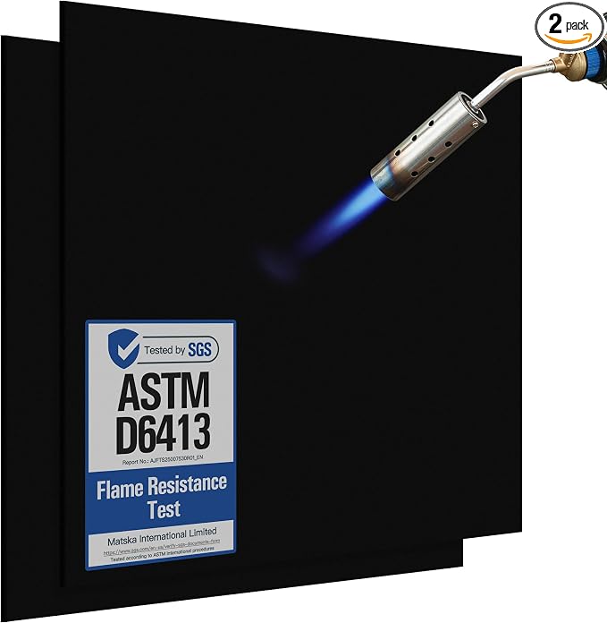 Fireproof Welding Blanket - 2 Pack 10x10 Inch, Matska Carbon Felt Soldering Mat & Pad, ASTM D6413 Certified 5mm Flame Retardant Fabric, Heat Shield for Brazing, Stove Wick, Black