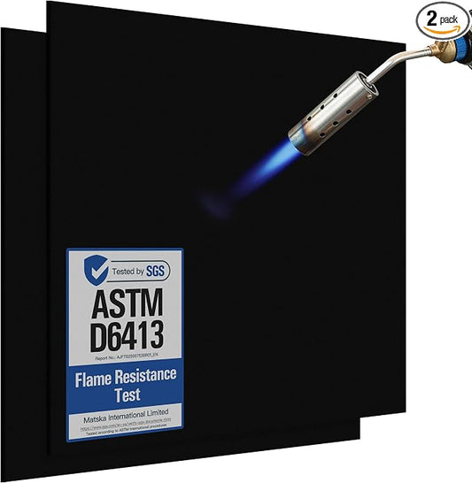 Fireproof Welding Blanket - 2 Pack 10x10 Inch, Matska Carbon Felt Soldering Mat & Pad, ASTM D6413 Certified 5mm Flame Retardant Fabric, Heat Shield for Brazing, Stove Wick, Black