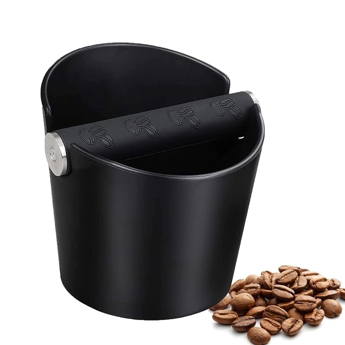 Coffee Knock Box, Espresso Knock Box, Coffee Bin, Espresso Dump Bin, 4.8 Inch Shock-Absorbent Durable Barista Style Espresso Knock Box with Removable Metal Knock Bar and Non-Slip Base(Round) | Ailelan Coffee Knock Box, Espresso Knock Box, Coffee Bin, E...