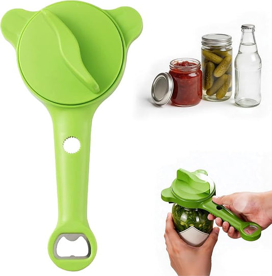 4-in-1 Jar Opener, Stainless Steel Lid Remover, Multi Functional Adjustable Stainless Lid Opener, Jar Openers for Seniors & Arthritis Sufferers & Weak Hands, for Kitchen Jars Bottles Cans