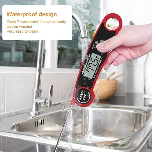 Digital Meat Thermometer | Instant Read, Waterproof | Magnetic Probe, Backlit Display | for Grill, BBQ, Cooking, Steak, Chicken, Burgers