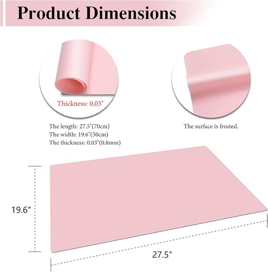 Silicone Mats Large Size, 2Pcs 27.5"x 19.5" Pink Silicone Craft Mat, Silicone Mats for Heat Resistant, Kitchen Counter, Paiting, Jewelry