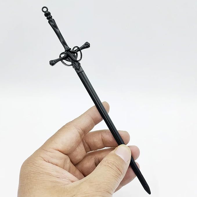 2PCS Hair Sticks for Buns,Hair Chopsticks,Sword Hair Pin,for Vintage Hair,Renaissance Chinese Hair Accessories,Metal Sword Hair Pins,Ancient Style Sword Hair Chopstick LINYUEARUI-Black&Silver